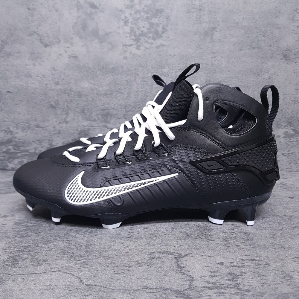 NIke Huarache 9 Elite Lax Mid Lacrosse Cleats Mens 13 Black White FD0088-002‎